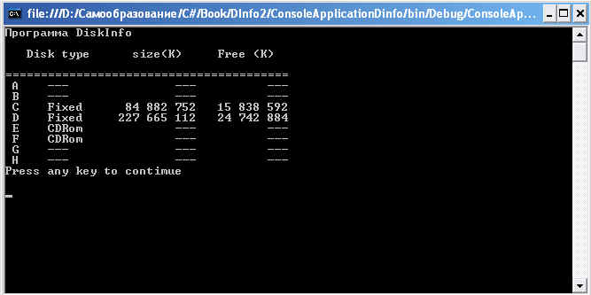 Visual C#  .  7.   DiskInfo (: DriveInfo, StringBuilder, Environment)